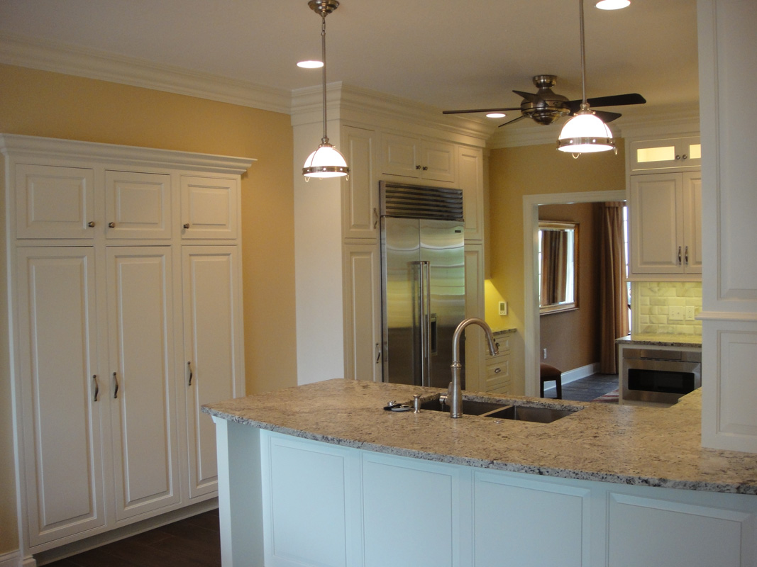 kitchen with new chandeliers